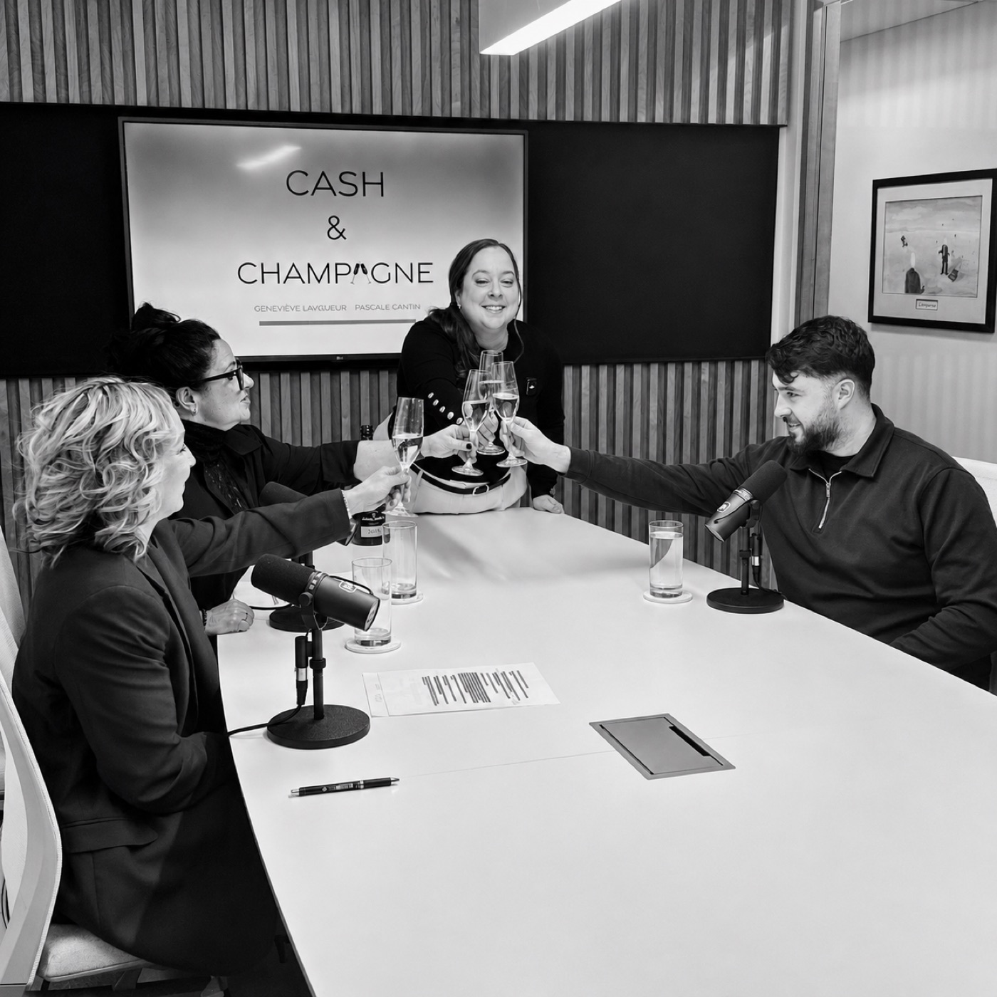Recording of the branded podcast "Cash & Champagne" captured on location by GB Studio
